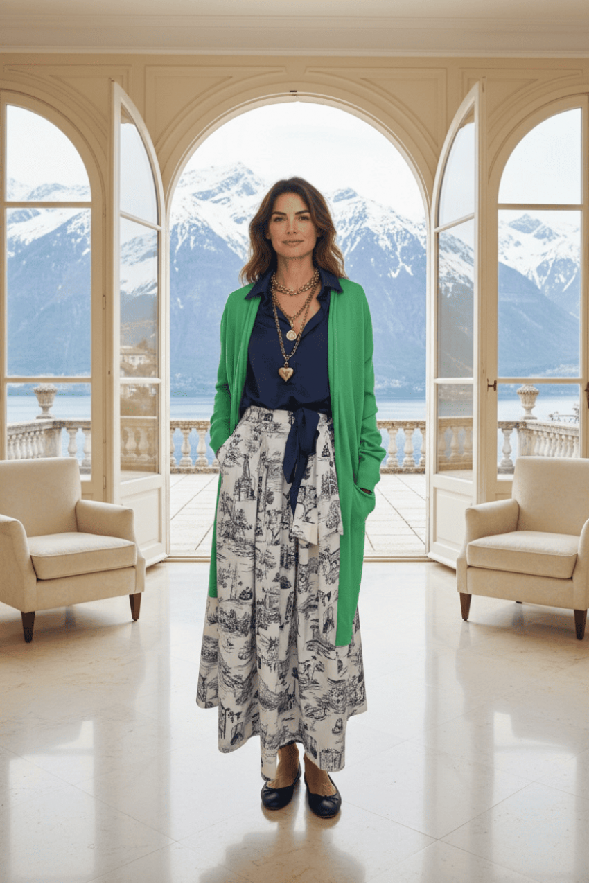 Alpine Grace Green Long Cardigan