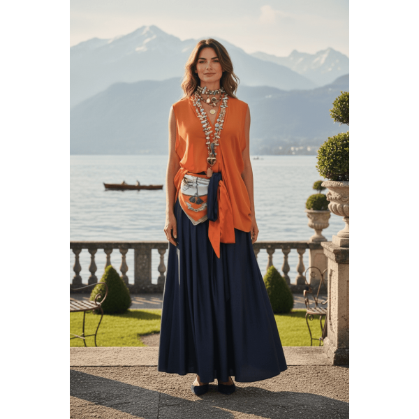 “Lago di Luce” портокалова блуза без ракави
