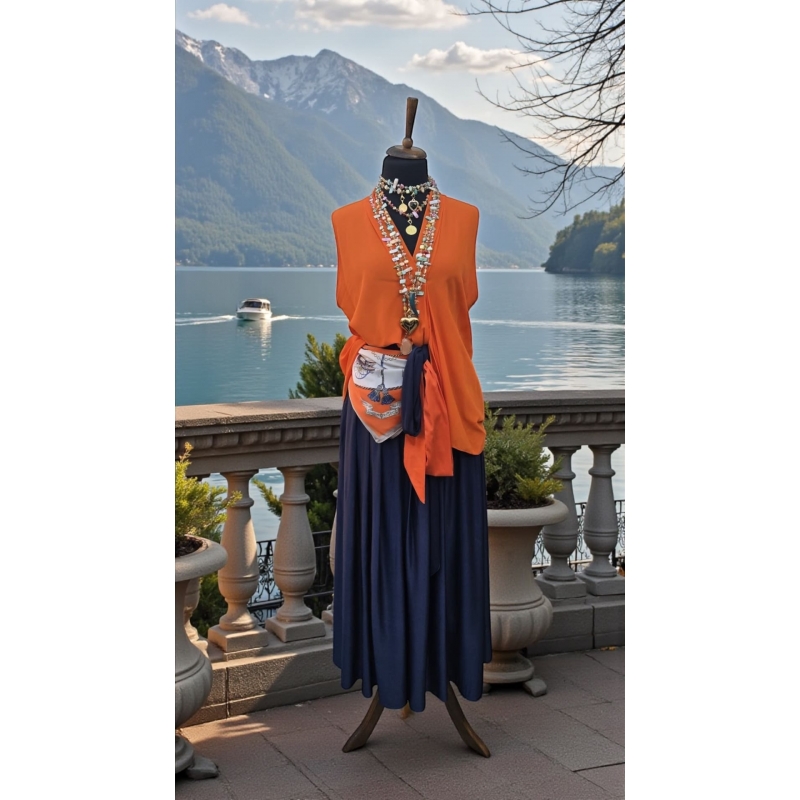 “Lago di Luce” портокалова блуза без ракави