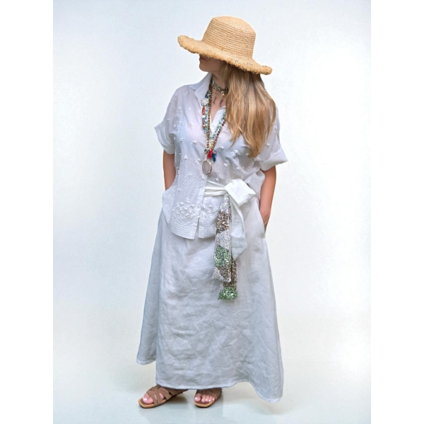 Женска кошула од 100% памук во бела боја