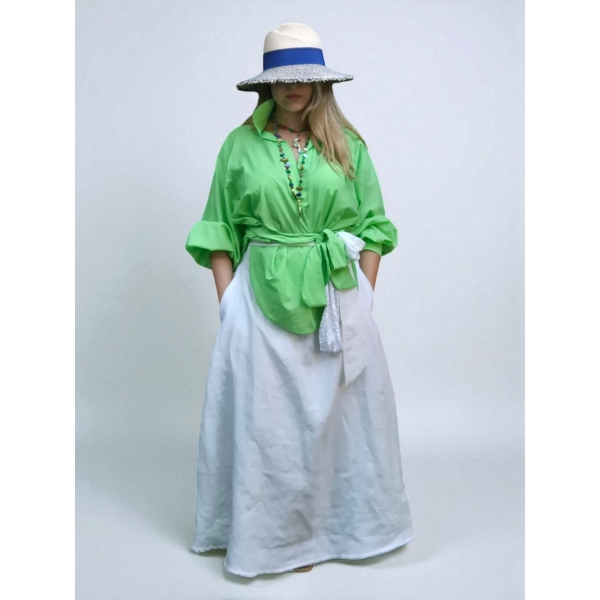  Женска кошула од 100% памук со ремен – зелена