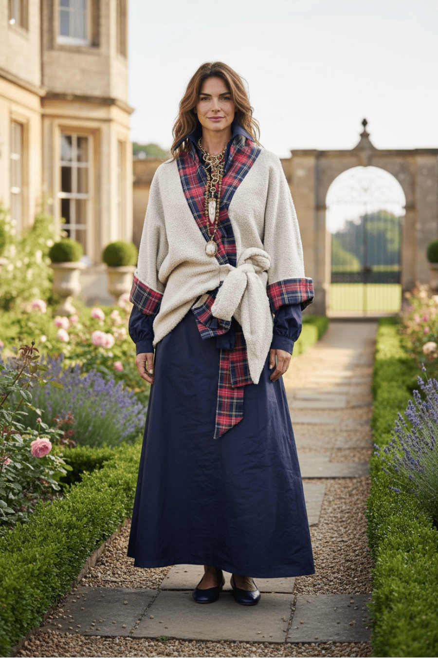 Windsor Tartan Cream Кимоно