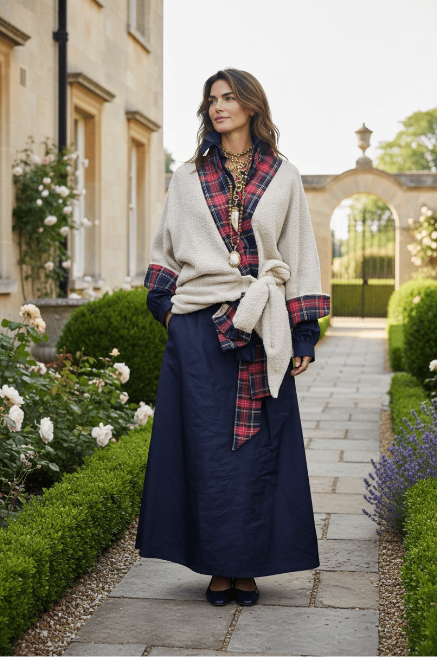 Windsor Tartan Cream Кимоно