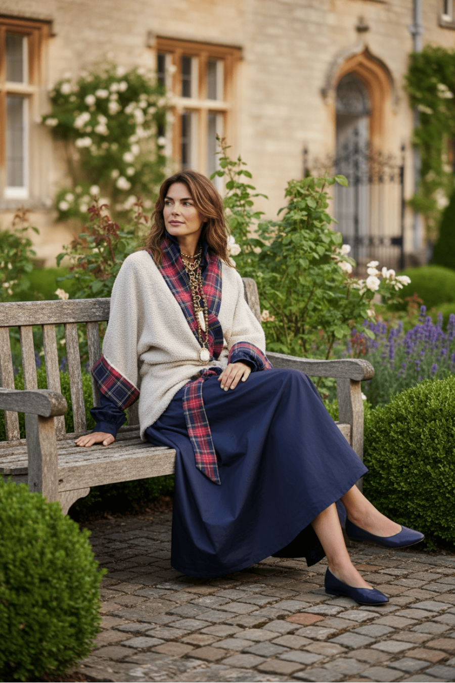 Windsor Tartan Cream Кимоно